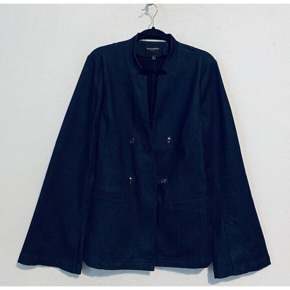 Banana Republic Jacket Womens 12 Tall Dark Denim Classic Fit Double Button - Picture 1 of 7